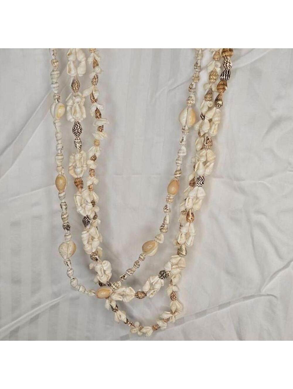 Three Vintage Mixed Seashell Strand Necklaces